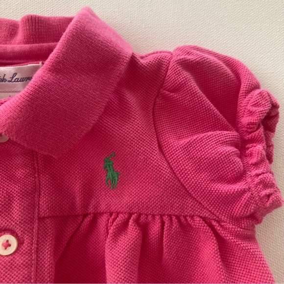 Ralph Lauren 6 Months Baby Girl Pink Polo Romper - Picture 6 of 6